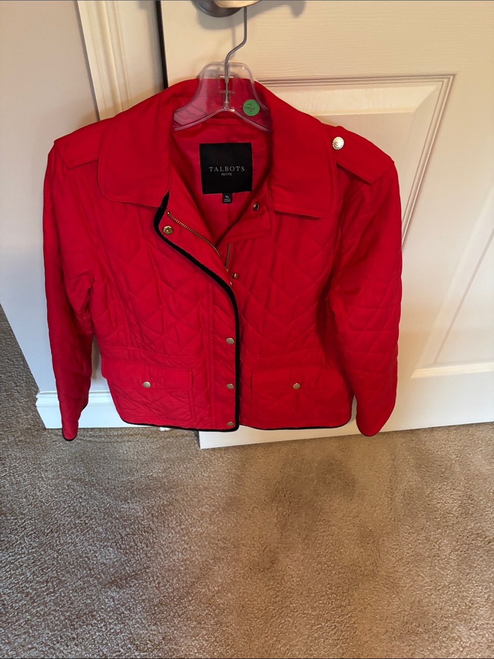 Talbots Red Quilted Puffer Jacket with Snap Front